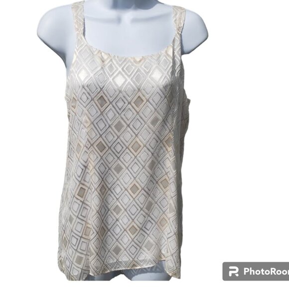 WHITE HOUSE BLACK MARKET WHBM Diamond Burnout Shell Top S - Picture 2 of 3